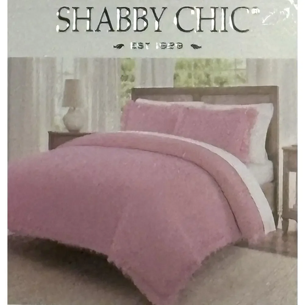 Shabby Chic All Cotton Woven King Size Duvet Cover Set Pink Ruffle Garment Wash - Picture 5 of 10